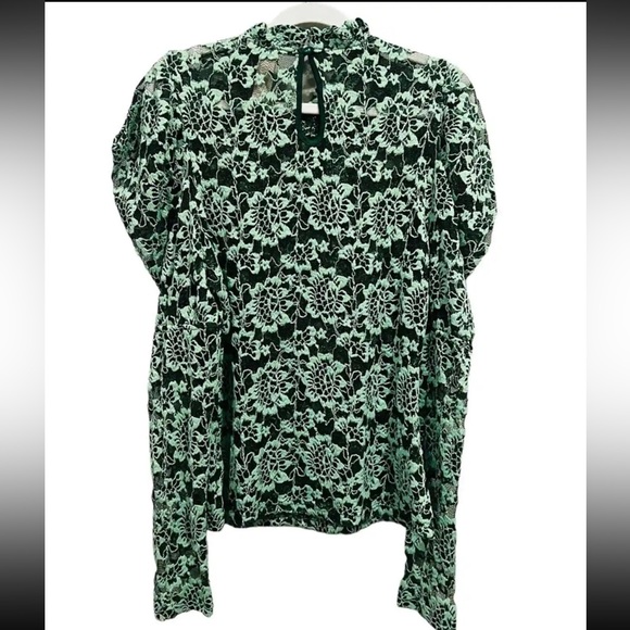 NWT ANTHROPOLOGIE Dolan Mint Green Lace long sleeve top - Picture 7 of 8